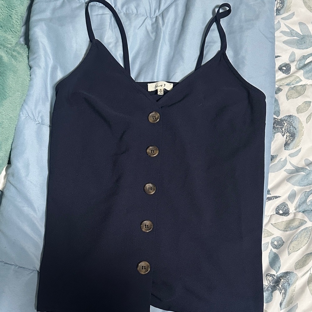 Navy Button-Down Camisole Top